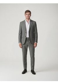 Reserved - Marynarka slim fit z dodatkiem wiskozy - ciemnoszary. Kolor: szary. Materiał: wiskoza #1
