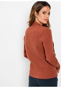 Sweter rozpinany w fasonie żakietu bonprix Sweter rozp czer.kwar-zł. Kolor: brązowy #2