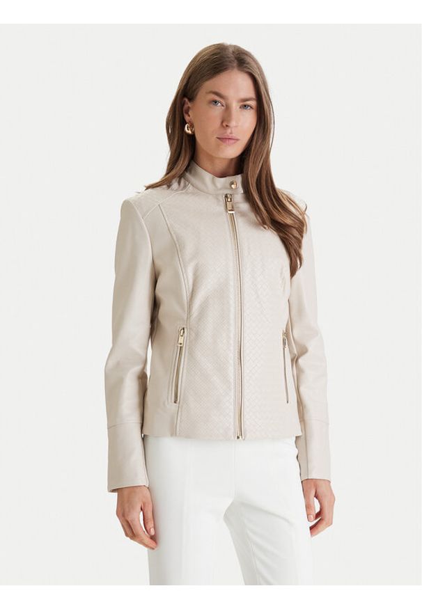 Guess Kurtka z imitacji skóry W6RL52 WL850 Écru Regular Fit. Kolor: kremowy. Materiał: skóra