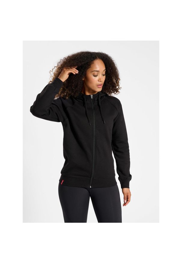 Damska bluza z kapturem zapinana na zamek Hummel Red Classic. Typ kołnierza: kaptur. Kolor: czarny. Materiał: poliester, bawełna, materiał, dresówka. Sport: fitness