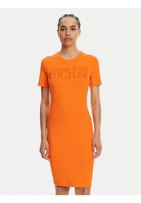 Versace Jeans Couture Sukienka codzienna 78HAOS04 Pomarańczowy Slim Fit. Okazja: na co dzień. Kolor: pomarańczowy. Materiał: bawełna. Typ sukienki: proste. Styl: casual