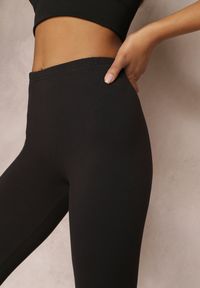 Renee - Czarne Legginsy z Gumką w Talii z Długimi Nogawkami Caleta. Okazja: na co dzień. Kolor: czarny. Długość: długie. Styl: klasyczny, casual #4