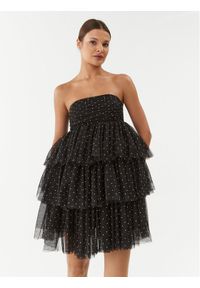 ROTATE Sukienka koktajlowa Mesh Mini Ruffle 111032100 Czarny Regular Fit. Kolor: czarny. Materiał: syntetyk. Styl: wizytowy. Długość: mini