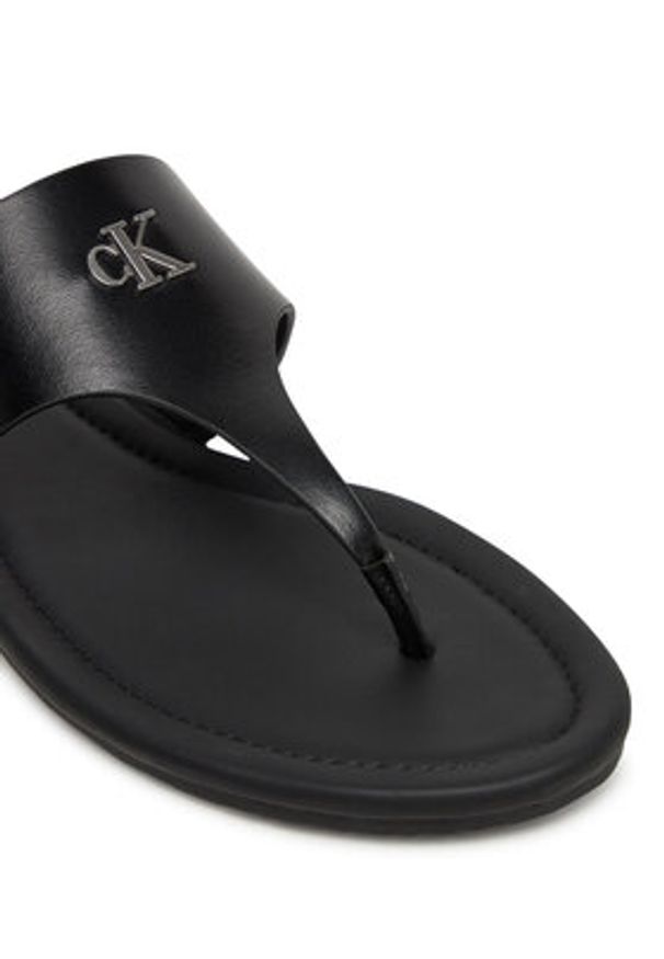 Calvin Klein Jeans Japonki Flat Sandal Toepost Mg YW0YW01691 Czarny. Kolor: czarny. Materiał: skóra