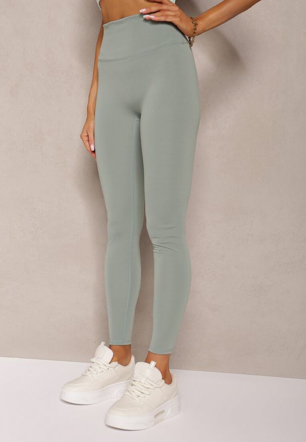 Renee - Ciemnozielone Sportowe Legginsy High Waist Quarefia. Stan: podwyższony. Kolor: zielony. Materiał: materiał. Długość: długie. Styl: sportowy