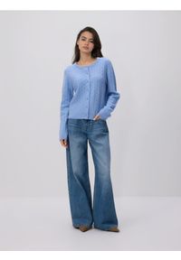 Reserved - Wełniany kardigan - jasnoniebieski. Kolor: niebieski. Materiał: wełna