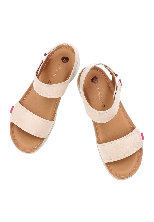 Różowe Sandały Armodo Wygodne Skórzane Obuwie Damskie. Okazja: na spacer, na co dzień. Zapięcie: rzepy. Kolor: różowy. Materiał: skóra. Wzór: paski. Sezon: lato. Styl: elegancki, casual, wakacyjny