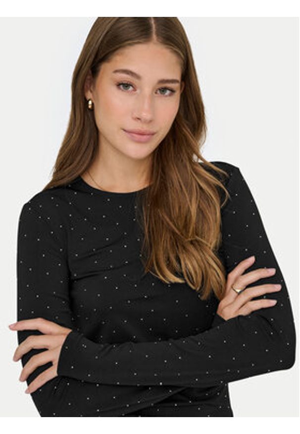only - ONLY Bluzka Zita 15358986 Czarny Slim Fit. Kolor: czarny. Materiał: syntetyk