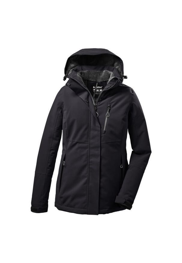 Damska wodoodporna kurtka z kapturem Killtec Kow 170. Typ kołnierza: kaptur. Kolor: czarny. Sport: turystyka piesza