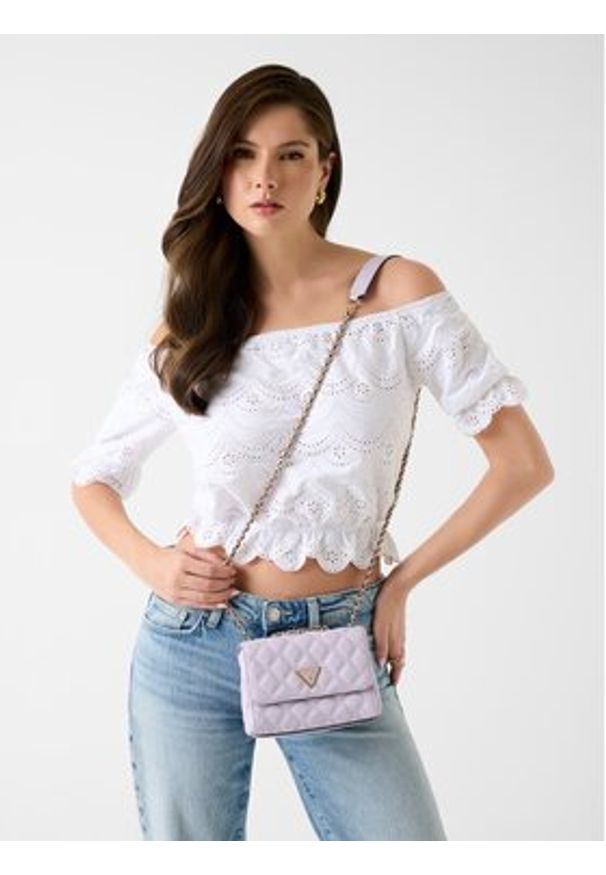 Guess Torebka Giully II Mini HWQG96 73740 Fioletowy. Kolor: fioletowy. Materiał: skórzane