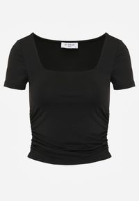 Renee - Czarna Bluzka Cilelle. Kolor: czarny. Materiał: dzianina, wiskoza. Długość rękawa: krótki rękaw. Długość: krótkie. Wzór: jednolity #4