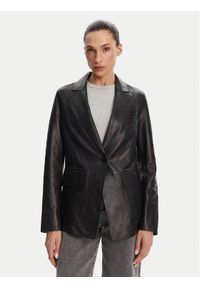 Serge Pariente Kurtka skórzana Caprice Czarny Slim Fit. Kolor: czarny. Materiał: skóra