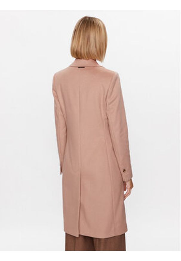 Calvin Klein Płaszcz wełniany K20K205670 Beżowy Regular Fit. Kolor: beżowy. Materiał: wełna
