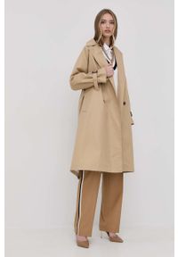 Weekend Max Mara płaszcz damski kolor brązowy przejściowy dwurzędowy. Kolor: brązowy. Materiał: materiał. Długość rękawa: raglanowy rękaw. Wzór: gładki #6
