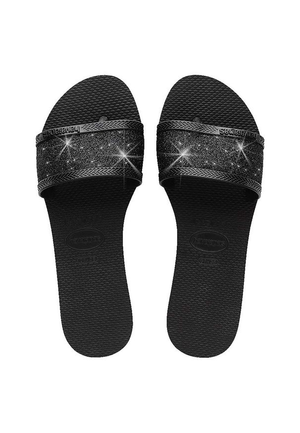 Havaianas klapki YOU ANGRA GLITTER damskie kolor czarny 4148294.0090. Kolor: czarny. Materiał: syntetyk, materiał, guma