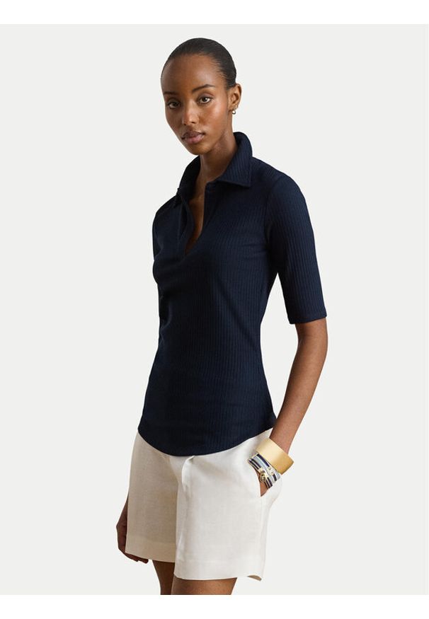 Lauren Ralph Lauren - LAUREN RALPH LAUREN Polo 200P10120005 Granatowy Regular Fit. Typ kołnierza: polo. Kolor: niebieski. Materiał: wiskoza