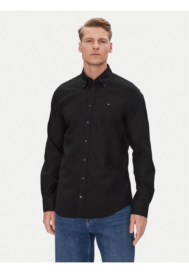 TOMMY HILFIGER - Tommy Hilfiger Koszula MW0MW38658 Czarny Slim Fit. Kolor: czarny. Materiał: bawełna