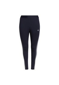 Adidas - Legginsy Essentials 3-Stripes (Plus Size). Kolekcja: plus size. Kolor: wielokolorowy, biały, niebieski. Materiał: bawełna