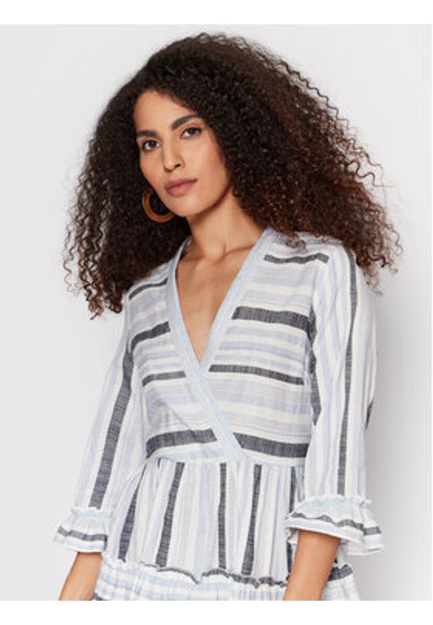Vila Sukienka codzienna Etni 14074203 Błękitny Regular Fit. Okazja: na co dzień. Kolor: niebieski. Materiał: bawełna. Typ sukienki: proste. Styl: casual