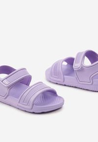 Born2be - Jasnofioletowe Płaskie Piankowe Sandały na Rzep Elltara. Nosek buta: otwarty. Zapięcie: rzepy. Kolor: fioletowy. Materiał: len. Sezon: lato. Styl: wizytowy, elegancki #3