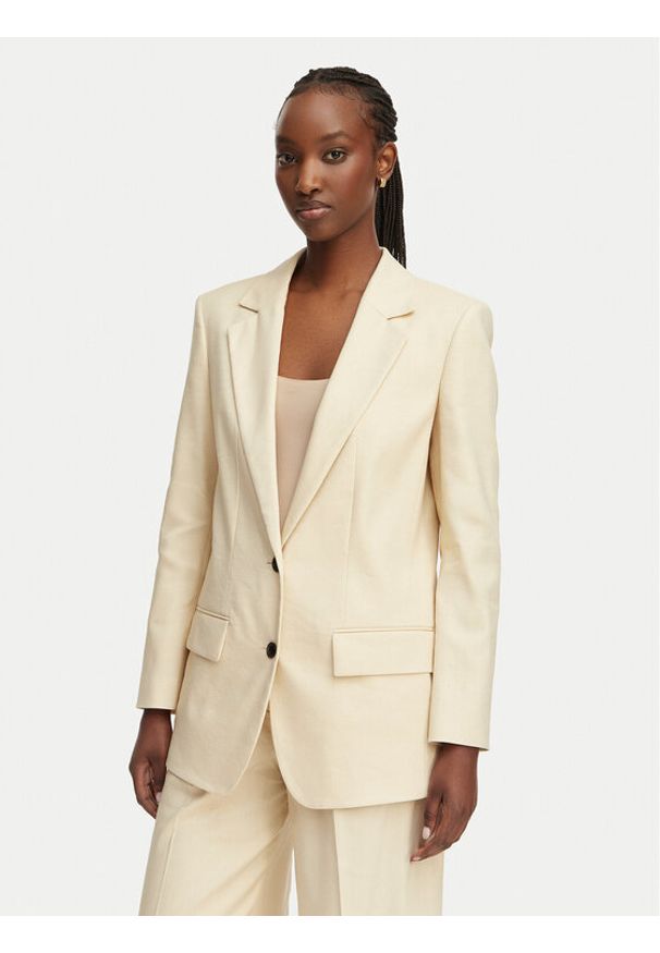 Hugo - HUGO Marynarka Anetali 50560000 Beżowy Oversize. Kolor: beżowy. Materiał: syntetyk