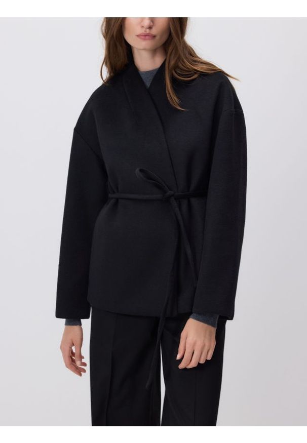 Reserved - Kurtka z wełną - czarny. Kolor: czarny. Materiał: wełna