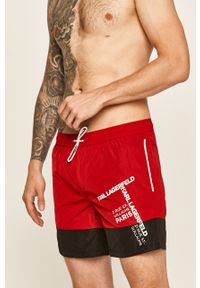 Karl Lagerfeld - Szorty kąpielowe. Kolor: czerwony. Materiał: materiał. Wzór: nadruk #1