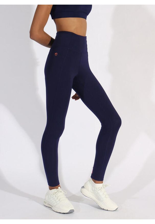POWERLAYER - Ekologiczne Legginsy Damskie - Eco Navy 2XS. Kolor: niebieski. Materiał: poliester. Sport: fitness