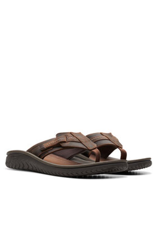 Clarks Japonki Wesley Sun 26176987 Brązowy. Kolor: brązowy. Materiał: skóra