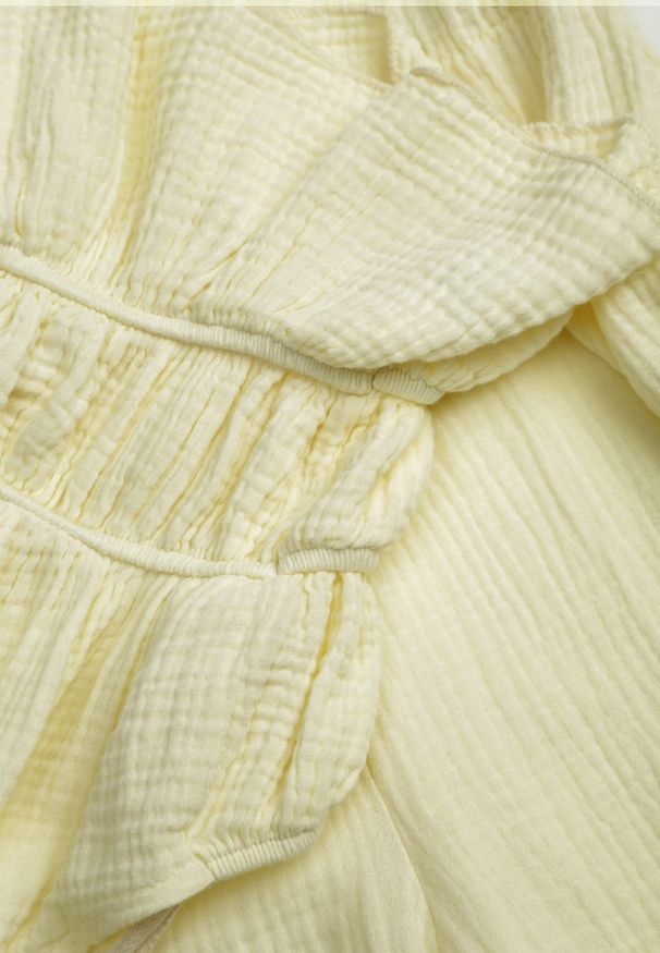 Renee - Żółty Letni Komplet z Bawełny Spodnie Wide Leg i Bluzka Halter z Wiązaniem Apomeda. Kolor: żółty. Materiał: bawełna