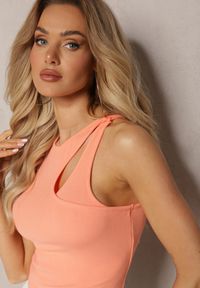 Renee - Pomarańczowy Top z Bawełny z Wycięciem przy Dekolcie Renivama. Kolor: pomarańczowy. Materiał: bawełna #5