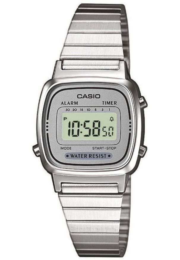 Zegarek Casio Zegarek damski Retro srebrny (LA670WEA-7EF). Kolor: srebrny. Styl: retro
