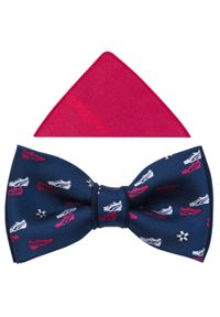 Modini - Granatowa mucha z motywem piłkarskim A283. Kolor: niebieski. Materiał: poliester, tkanina. Styl: elegancki #1