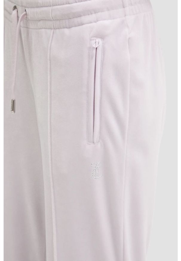 Juicy Couture - JUICY COUTURE Różowe spodnie dresowe damskie z cyrkoniami Tina Outline, Rozmiar XS. Kolor: różowy. Materiał: dresówka