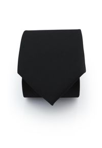 Adam Collection - Czarny krawat męski, strukturalny materiał - paski D318. Kolor: czarny. Materiał: materiał. Wzór: paski