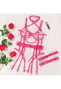 Intica - Body prześwitujące na specjalne okazje Kallitsa. Kolor: różowy. Materiał: tkanina, materiał, skóra