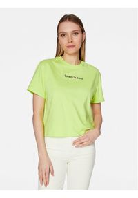 Tommy Jeans T-Shirt Serif Linear DW0DW15049 Zielony Regular Fit. Kolor: zielony. Materiał: bawełna