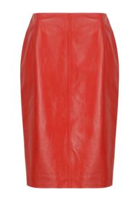 Ochnik - Czerwona spódnica ze skóry naturalnej. Kolor: czerwony. Materiał: skóra. Styl: klasyczny #4