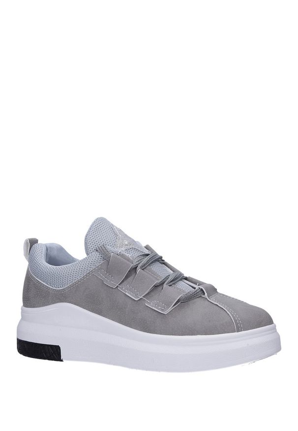 Casu - Szare buty sportowe creepersy z ozdobnym wiązaniem casu 319. Kolor: szary. Styl: sportowy