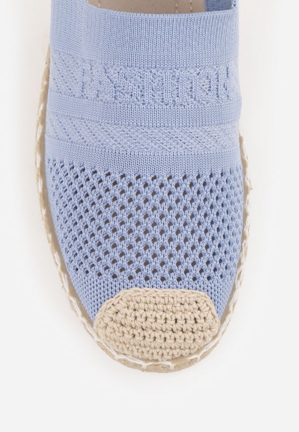 Renee - Niebieskie Espadryle z Plecioną Cholewką przed Kostkę Mokosa. Okazja: na co dzień. Wysokość cholewki: przed kostkę. Kolor: niebieski. Materiał: jeans. Szerokość cholewki: normalna. Styl: elegancki, wakacyjny, casual