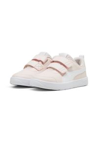 Puma - Dziecięce sneakersy Courtflex V3 PUMA Island Pink White. Kolor: biały, różowy, wielokolorowy. Sport: turystyka piesza