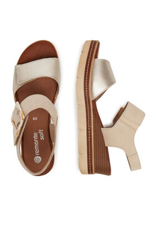 Remonte Sandały D2L53-60 Beżowy. Kolor: beżowy. Materiał: skóra