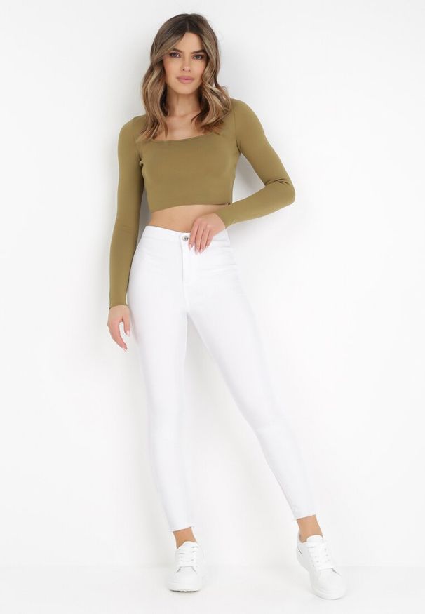 Born2be - Białe Spodnie Skinny Phenameia. Kolor: biały