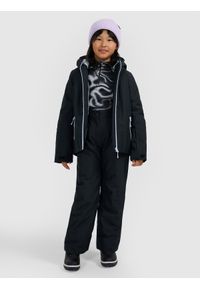 4f - 4F Kurtka narciarska membrana 5000 dziewczęca - czarna 128 (7-8 lat). Kolor: czarny. Materiał: poliester, materiał. Długość: długie. Wzór: gładki. Sezon: lato #2
