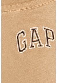 GAP - Spodnie. Kolor: beżowy. Materiał: bawełna, poliester, dzianina. Wzór: aplikacja #5