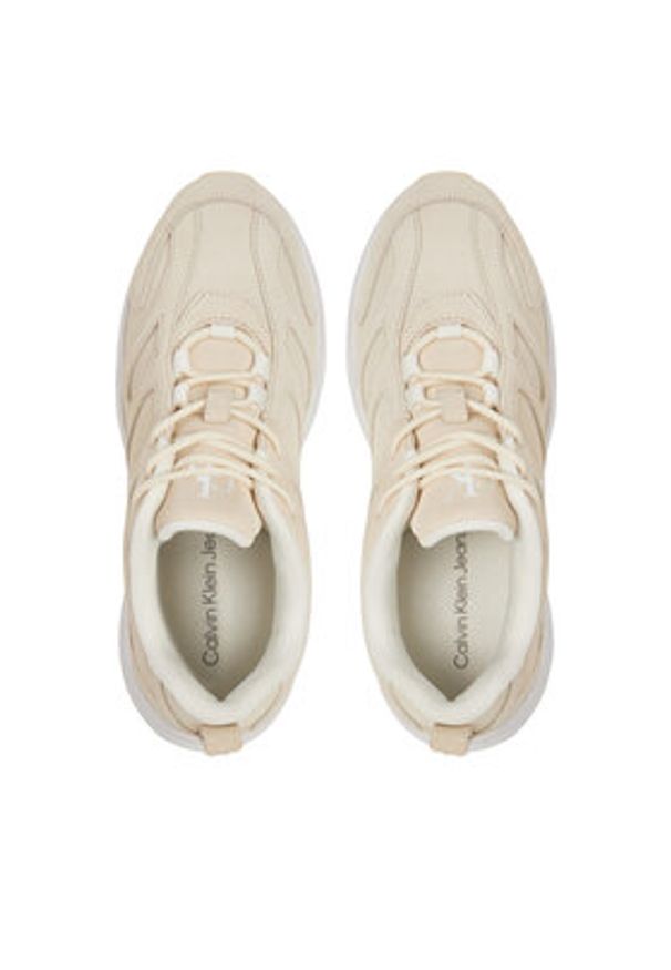 Calvin Klein Jeans Sneakersy Retro Tennis Low Mg Mix Media Wn YW0YW01639 Écru. Materiał: zamsz, skóra