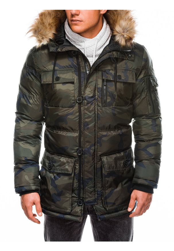 Zielona kurtka Ombre Clothing moro, na zimę