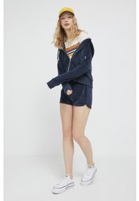 Superdry bluza damska kolor granatowy z kapturem gładka. Typ kołnierza: kaptur. Kolor: niebieski. Materiał: włókno, materiał. Wzór: gładki #4