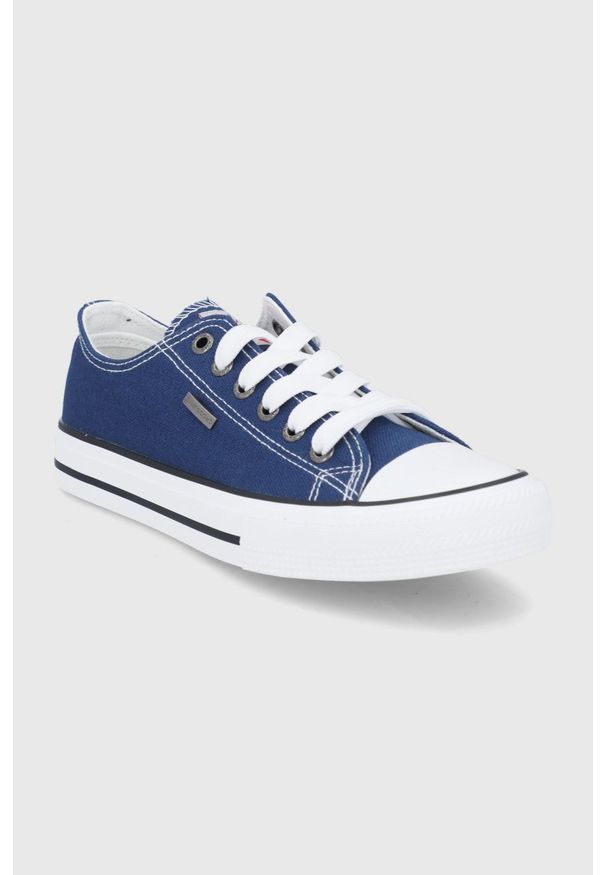 Cross Jeans tenisówki damskie kolor granatowy. Nosek buta: okrągły. Zapięcie: sznurówki. Kolor: niebieski. Materiał: guma