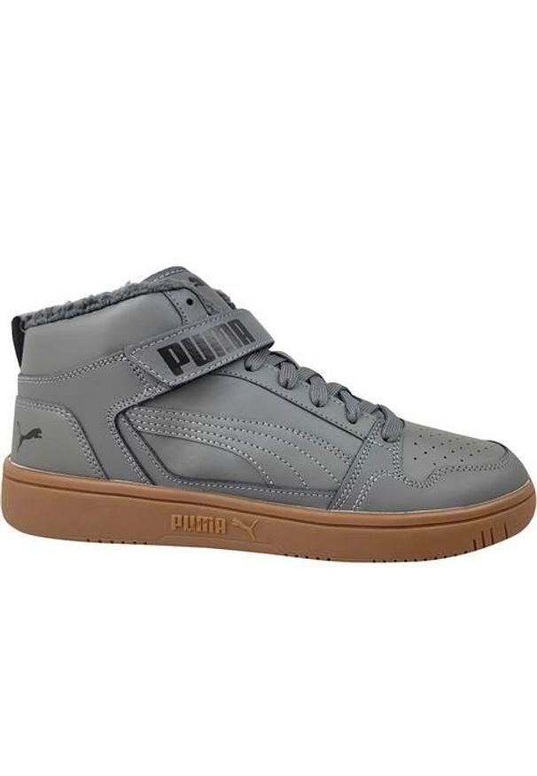Buty do chodzenia męskie Puma Rebound Mid Strap Wtr. Zapięcie: rzepy. Kolor: czarny, szary, wielokolorowy. Materiał: guma, materiał, syntetyk. Szerokość cholewki: normalna. Sport: turystyka piesza
